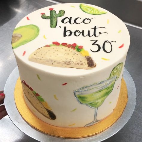 Taco Cakes, Taco Cake, 30th Birthday Cake, 30 Birthday Cake, Buttercream Cakes, Dirty 30, Creative Birthday Cakes, Holiday Menus, Painted Cakes