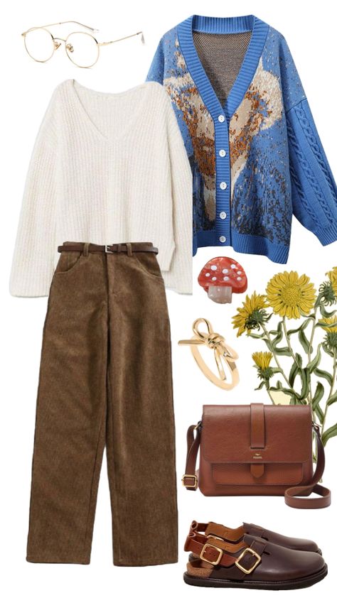 Artsy Fall Outfit Inspiration Artsy Fall Outfits, Artsy Winter Outfits, Artsy Outfit Aesthetic, Artsy Aesthetic Outfits, Winter Sweater Outfits, Fall Outfit Inspiration, Cottagecore Clothes, Artsy Outfit, Fall Winter Wardrobe