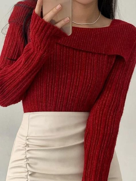 2023 Buy Solid Lapel Neck Slim Knit Sweater under US$31 in Sweaters Online Store. Free Shipping with US$69+. Check reviews and buy it today. Style: Casual/Street/Vintage/Sweet/Sexy Fabric Content: Acrylic Fit Type: Slim Fit Neckline: Lapel Neck Sleeve Length: Long Sleeve Use code pin23 for an extra 23% off! #vintage #vintagestyle #spring #summer #summerstyle #streetstyle #outfits #ootd #trendyoutfits #fashionista #casualoutfits #knitting #crochet #knit #longsleeve Red Clothes Women, Old Money Red Outfit, Red Outfits For Women, Red Outfits, Night High, Pastel Goth Fashion, 2000s Outfits, Money Aesthetic, Inspo Outfit