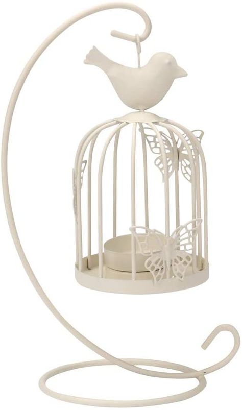 Amazon.com: Quaanti Modern New Bird Cage Candle Holder Hanging Metal Vintage Butterfly Pattern Lantern Candlestick Romantic Wedding Home Decor (White): Arts, Crafts & Sewing Hanging Votive Candle Holders, Bird Cage Candle, Bird Cage Candle Holder, Bird Candle Holder, Candle Sticks Wedding, Candle Stick Decor, Lantern Candle Decor, Standing Candle Holders, Iron Candle Holder