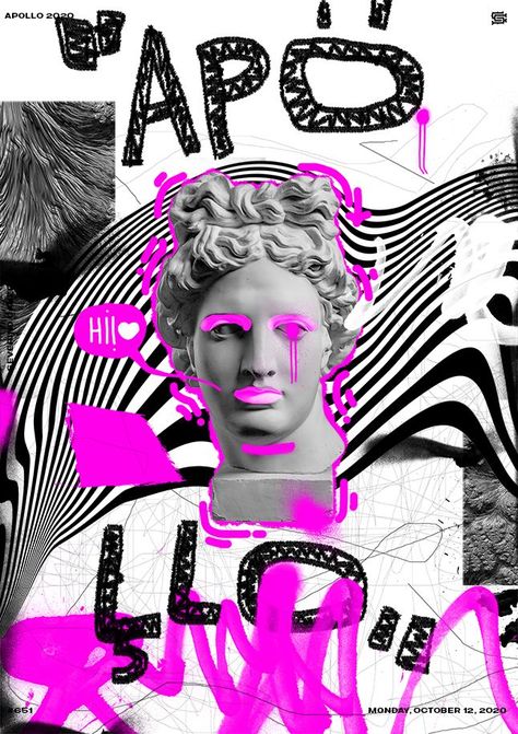 Visual art I realized in Adobe Photoshop with grunge, spray paint and dirty grunge brushes, the picture of Apollo, and hand lettering. Grunge Spray Paint, Art Festival Poster, Michelangelo Paintings, Handmade Letters, Coachella Makeup, Modern Graphic Art, Digital Collage Art, Indie Art, Spray Paint Art