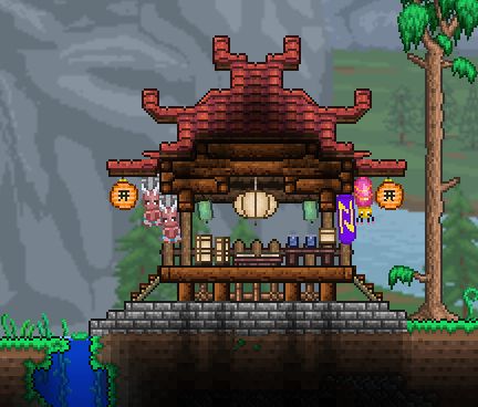 terraria terrace idea Dynasty Wood House Terraria, Terraria Basement Ideas, Terraria Pylons, Terraria Houses, Terraria Design, Japanese Small House, Terrarium Base, Terraria House Ideas, Terraria House Design