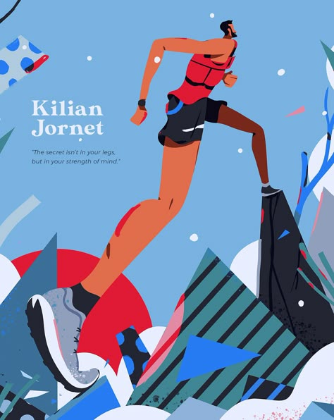 Running Illustration, Running Posters, Mountain Illustration, Wacom Cintiq, Running Inspiration, Sport Illustration, Fitness Design, Illustration Character, Sports Art