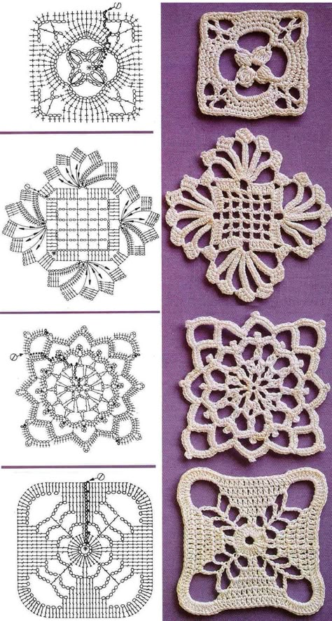 amazing patterns Crochet Motif Patterns, Crochet Blocks, Vogue Knitting, Crochet Square Patterns, Crochet Diy, Crochet Motifs, Crochet Diagram, Crochet Square, Crochet Stitches Patterns