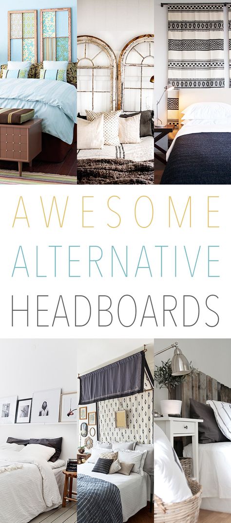 Diy Headboard Alternative, Headboard Alternative Ideas, No Headboard Bedroom, No Headboard Bed Ideas, Bedroom No Headboard, No Headboard Ideas Bedroom, Beds Without Headboards Ideas, Headboards Ideas, Above Bed Ideas