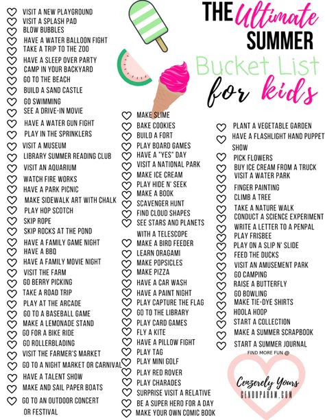 Schools out and the kids are getting bored? What do you do? Download the ultimate list of summer activities for kids that are free or cheap. Bff Activities, Summer Bucket List For Kids, Printable Summer Bucket List, Kids Summer Bucket List, Ultimate Summer Bucket List, Freetime Activities, Babysitting Activities, Fun Clip, Summer Schedule