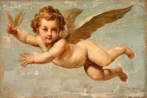 Cherub Flying, Angel Baby Painting, Angel Baby Art, Cupid Cherub, Cherub Art, Angel Statues Sculpture, Angel Cupid, Aesthetic Angel, Flying Angel