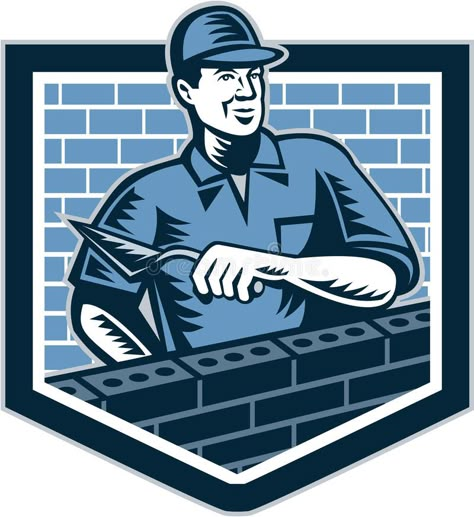 Brick Layer Mason Masonry Worker Retro. Illustration of a brick layer tiler plas #Sponsored , #Affiliate, #PAID, #Mason, #Brick, #Layer, #Masonry Electrical Company Logo, Concrete Logo, Masons Masonry, Construction Illustration, Chain Link Fence Installation, Cricket Images, Masonry Construction, Concrete Block Walls, Bubu And Dudu