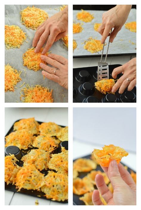 KETO CHEESE CUPS appetizers ZERO CARBS #cheesecups #ketocheesecups #keto #appetizers #nocarbs #zerocarbs #howtomake #baked #cheddar #parmesan #muffin tin Cheese Cups, Parmesan Cups, Taco Cups, Taco Fillings, Keto Cheese, Baked Cheese, Low Carb Appetizers, Keto Friendly Desserts, Low Carb Baking