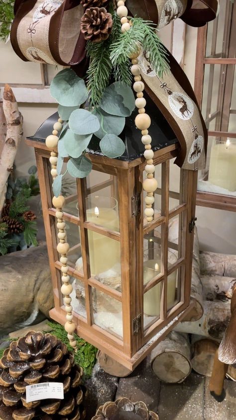 Decorative Lanterns Ideas, Tall Lantern Decor, Spring Lantern Ideas, Large Lantern Decor Ideas, Spring Lantern Decor Ideas, Lantern Decorating Ideas, Lantern Decor Spring, Wooden Lantern Decor, Spring Lantern Decor