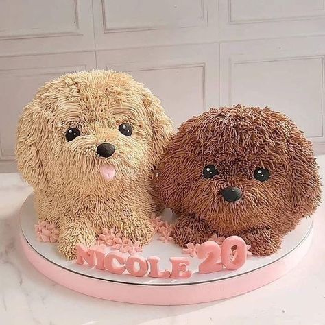 Dog Cake Design, Puppy Birthday Cakes, Buttercream Flowers Tutorial, Animal Birthday Cakes, Bunny Birthday Party, Chocolate Cake Designs, Queen Cakes, Twin Birthday Parties, Puppy Birthday Parties