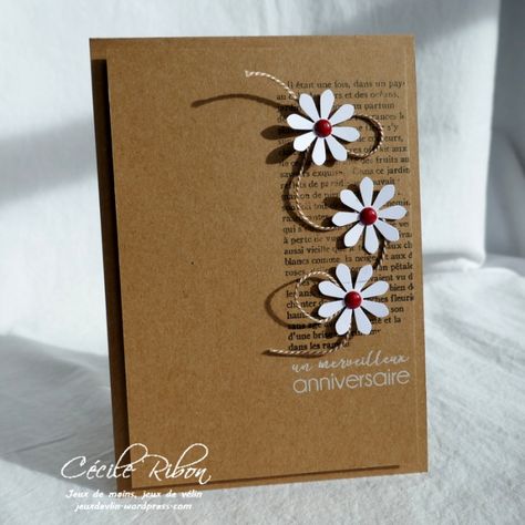 CAS(E) this Sketch!: CTS #308 Winners! Burlap Card, Card With Flowers, Daisy Cards, Birthday Card Craft, 카드 디자인, Wedding Anniversary Cards, Birthday Cards Diy, Handmade Birthday Cards, Card Sketches