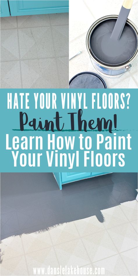 Hate your vinyl floors? Learn how to paint your vinyl floors! Diy Flooring On A Budget, Vinyl Bathroom Flooring, Painting Linoleum Floors, Painted Bathroom Floors, Paint Linoleum, Diy Painted Floors, Painted Vinyl Floors, Vinyl Flooring Bathroom, Paint Vinyl