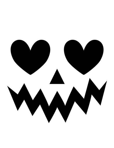 12 Pumpkin Carving Templates- Free Printable Pages Carving Pumpkin Templates, Pumpkin Carving Heart Ideas, Creepy Easy Pumpkin Carving Ideas, Pumpkin Carving Stencils Templates Easy, Pumpkin Ideas Templates, Heart Eyes Jack O Lantern, Pumpkin Carve Templates, Cute Simple Pumpkin Carving Ideas Easy, Pumpkin Carving Emoji Faces