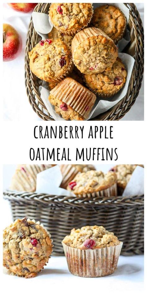 Healthy Cranberry Muffins, Cranberry Orange Oatmeal, Apple Cranberry Muffins, Cranberry Oatmeal Muffins, Orange Oatmeal, Apple Oatmeal Muffins, Drink Board, Breakfast Bars Healthy, Cranberry Oatmeal