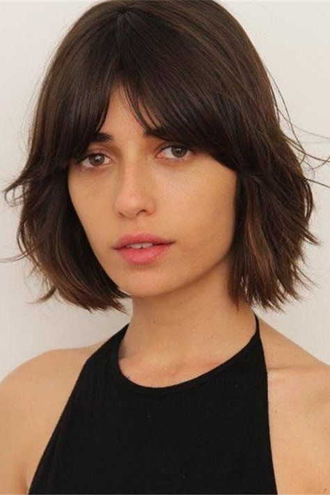 Short Bob Natural Straight Human Hair Women Wig 12 Inches Bob With Curtain Bangs, Curtain Fringe, Img Models, Penteado Cabelo Curto, Short Hair With Bangs, Curtain Bangs, Grunge Hair, Short Bob Hairstyles, Short Bob