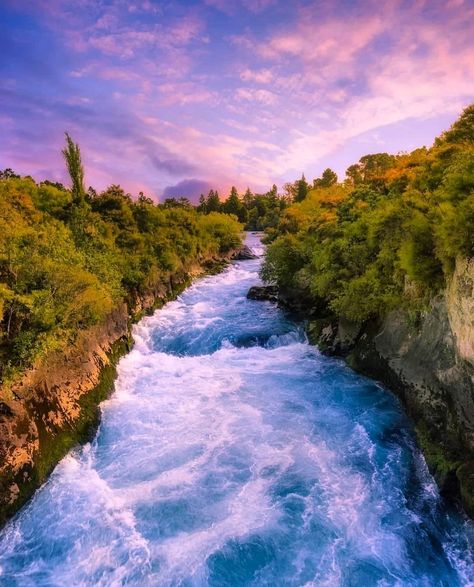 Huka Falls New Zealand, Huka Falls, Taupo New Zealand, Pretty Landscapes, Autumn Landscape, Travel Aesthetic, Painting Projects, New Zealand, Places To Visit