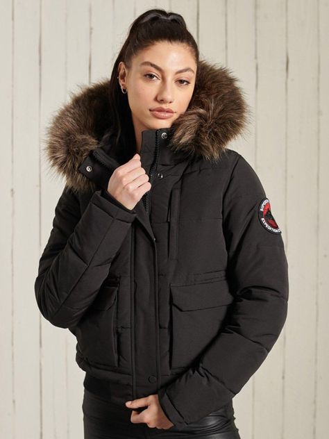 Baggy Outfits, Superdry Logo, Jacket Collection, Fur Hood Jacket, Superdry Women, Bungee Cord, Recycled Bottles, Detachable Hood, Sportswear Women