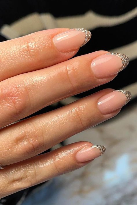 35 Gorgeous Glitter French Tips Nail Ideas French Tips Nail Ideas, Nails Ideas Short Square, Tips Nail Ideas, Sparkle French Manicure, Silver French Manicure, Glitter Nail Ideas, Nails Ideas Short, Nail Ideas Simple, Glitter French Nails