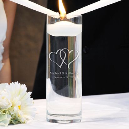 Personalized Two Hearts Floating Unity Candles. White Floating Candles, Unity Candle Alternatives, Floating Candle Vase, Unity Candle Ceremony, Unity Candle Holder, Floating Candle Centerpieces, Ceremony Candles, Unity Candles, Diamond Monogram