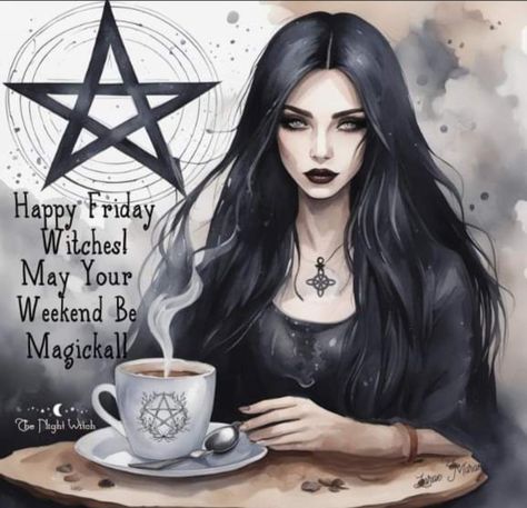 Woman With Coffee, Night Witches, Witch Wallpaper, Witch Pictures, Anime Witch, Dark Books, Witchcraft Spell Books, Pretty Backgrounds, The Friday