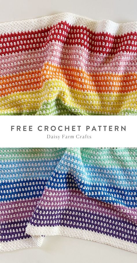 Crochet Baby Blankets, Confection Au Crochet, Farm Crafts, Crochet Blanket Designs, Rainbow Crochet, Patterns Ideas, Crochet Simple, Manta Crochet, Haken Baby