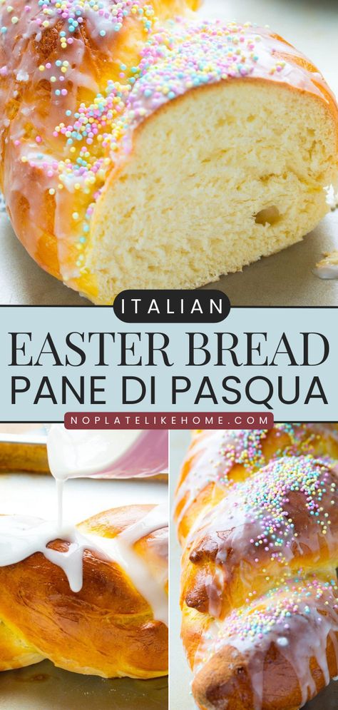 Learn how to make Italian Easter Bread! Topped with anise-flavored icing, this lightly sweet, super delicious Pane di Pasqua is a traditional Easter brunch idea the whole family will enjoy. Save this simple bread recipe! Flavored Icing, Italian Easter Recipes, Easter Bread Recipe, Italian Easter Bread, Simple Bread, Italian Easter, Easter Dishes, Soft Bread, Traditional Easter