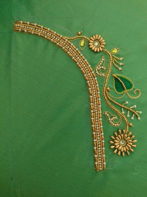 Wheat Bead Aari Work, Arya Work, Magam Work Designs, Latest Blouse Neck Designs, Dress Designs For Stitching, Magam Work, Silk Saree Blouse Designs Patterns, Cotton Blouse Design, Hand Work Design