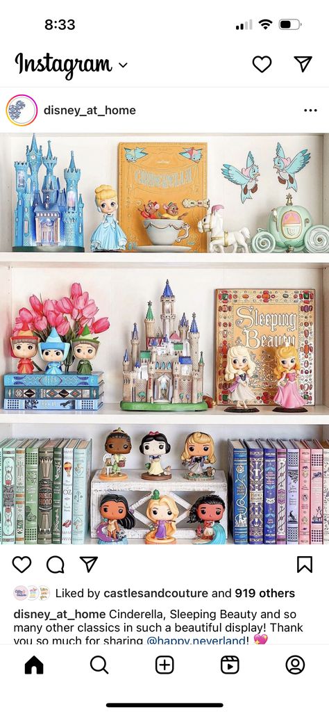 Dcp Room Ideas, Disney Bookshelf, Disney Room Ideas For Adults, Disneyland Room, Nerdy House, Reading Lifestyle, Disney Decor Bedroom, Disney Bedroom, World Office