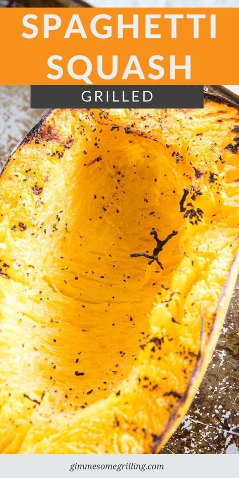 Grilled Spaghetti Squash is a healthy side dish that can't be beat! Grilled and charred from indirect and then direct heat. It's a healthy, low carb recipe perfect for summer. #healthy #recipe via @gimmesomegrilling Grilled Spaghetti Squash, Grilled Squash, Cookies Bars, Spaghetti Squash Recipes, Low Carb Sides, Low Carb Side Dishes, Easy Side Dish, Summer Cooking, Grilling Season