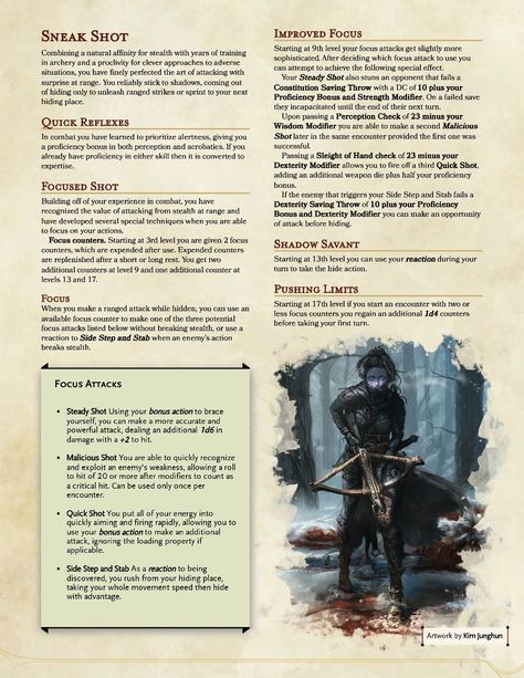 Slinger (Rogue) Sneak Shot Roguish Archetype, Rogue Archetypes, Dnd Feats, Dnd Rogue, D D Rogue, Character Classes, Sci Fi Tech, Dungeon Master's Guide, Dnd Classes