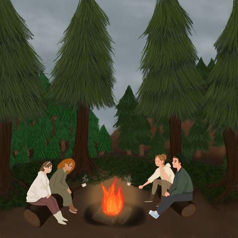 Drawing made with sketchbook app bonfire campfire cozy Campfire Drawing, Sketchbook App, People Hugging, Roasting Marshmallows, Easy Paintings, Campfire, Sketch Book, Fine Art, Book Cover