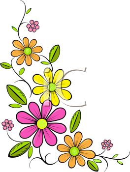 Royalty Free Clipart Image of a Flower Corner Flower Clipart Printables, Clipart Flowers, Arte Doodle, Royalty Free Clipart, Free Clipart Images, 강아지 그림, Pola Sulam, 자수 디자인, Free Clipart