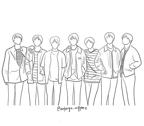 Line Art Coloring, Art Coloring Book, Aesthetic Illustration, Bts Tattoos, Bts Black, Pola Sulam, Kpop Drawings, Sketches Simple, Simple Cartoon