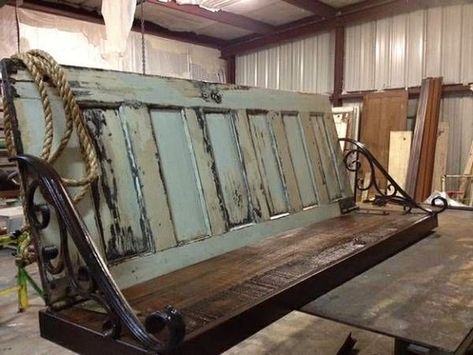 Dishfunctional Designs: New Takes On Old Doors: Salvaged Doors Repurposed Old Door Projects, Door Headboard, Salvaged Doors, Doors Repurposed, Door Porch, Antique Door, Old Door, Old Doors, Diy Door