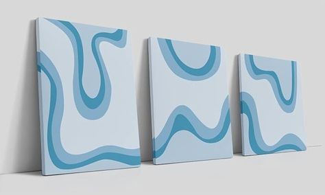 Amazon.com: LiTiu Abstract Sky Blue Gradient Melt Wave 70s Retro Framed Wall Art Canvas Prints Decor,11”x 14”Set of 3,Mid Century Boho Style Abstract Artwork Teen Girls Gifts Decorations For Teen Girls Dorm Room: Posters & Prints Trending Paintings On Canvas, Sky Blue Gradient, Dorm Room Paintings, Dorm Paintings, Art Ideas For Teens, Blue Room Decor, Girl Dorms, Positive Wall Art, Abstract Wall Painting