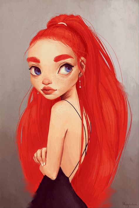 ArtStation - Sennae , Magdalina Dianova Girl With Red Hair, 3d Templates, Whatsapp Wallpaper, Human Art, Girl Drawing, Girl Cartoon, Character Illustration, Cartoon Art, Red Hair