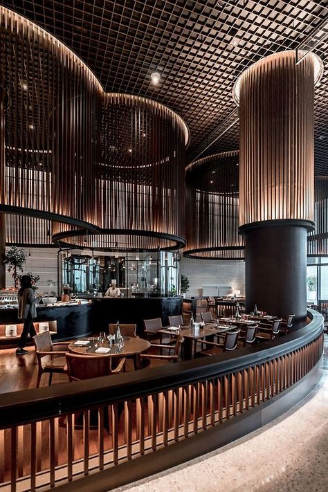 360 Bar Design, Resturant Ideas Design Interiors, Elegant Bar Design, Lobi Hotel, Luxury Bar Design, Restaurant Facade, Interior Hotel, Elegant Bar, Armani Hotel