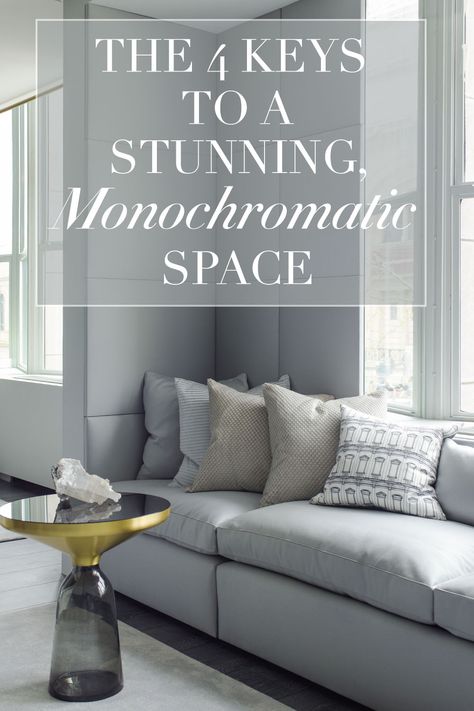 Grey Monochromatic Living Room, Monochromatic Grey Living Room, Monochromatic Decorating Ideas, Gray Monochromatic Living Room, Monochromatic Bedroom Paint, Monochromatic Interior Design Monochrome, Monochromatic House Interiors, Monochromatic Decor Interior Design, Monochromatic Room Paint