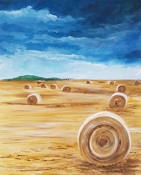 Ranch Paintings Canvas, Acrylic Farm Painting Easy, Farm Canvas Painting Easy, Canvas Painting Western, Farm Scene Paintings Easy, Simple Country Paintings, Farm Painting Ideas, Painting Ideas Country, Easy Farm Paintings