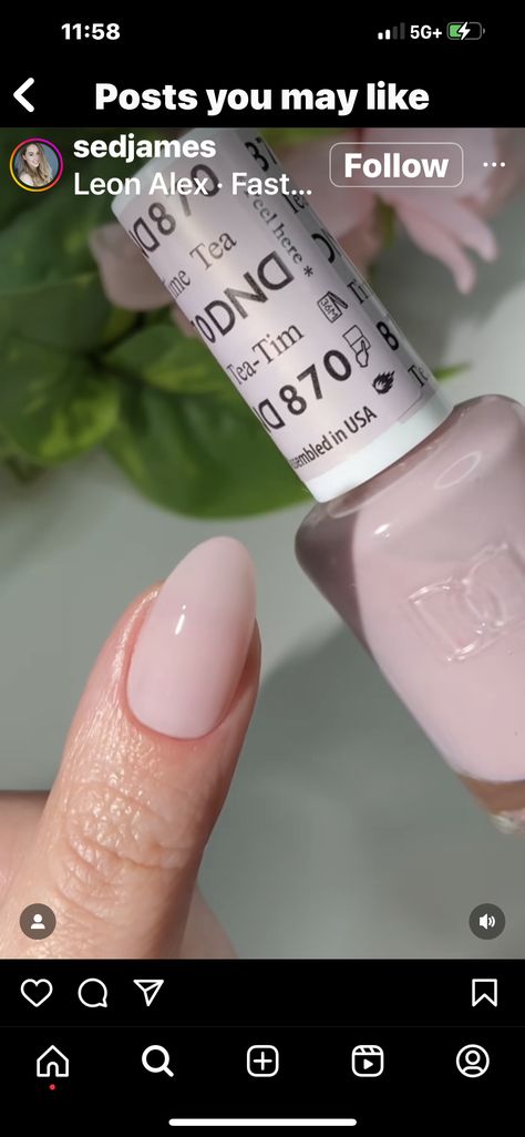 Dnd Nude Escape, Gel X Nail Colors, Dnd Nail Designs, Neutral Round Nails, Winter Neutral Nail Colors, Dnd Brown Gel Polish, Nude Sns Nails, Fall Nail Colors Dnd Gel, Dnd Neutral Gel Polish