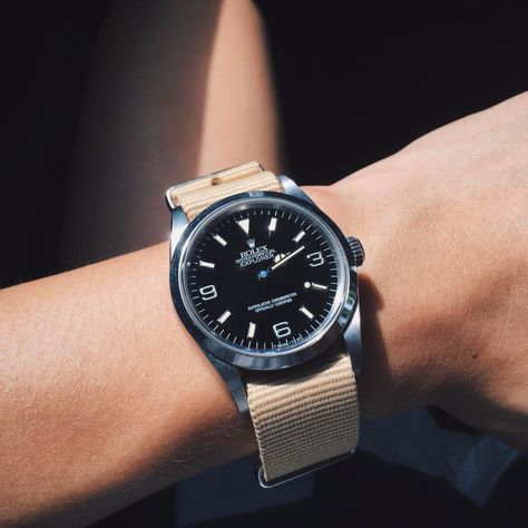 Rolex Explorer on Nato. Perfect firld watch Hublot Watches Men, Hublot Watches, Time And Tide, Rolex Explorer, Nato Strap, Dive Watches, Watch Collection, Very Well, Cool Watches