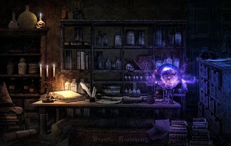 Witch Bedrooms, Witch Room, Dark Wizard, Fantasy Shop, Fantasy Rooms, Fantasy Places, Witch House, 판타지 아트, Fantasy Inspiration