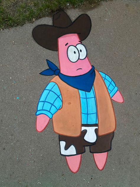 Sidewalk Chalk Art, Patrick Star, Chalk Drawings, Sidewalk Chalk, Chalk Art, Cute Characters, Scooby Doo, Chalk, Drawings