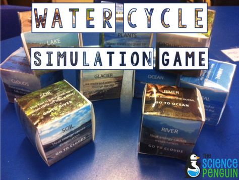 Water Cycle Dice Simulation Game Water Cycle Game, Water Cycle Lessons, Fun Science Activities, Science Corner, Water Cycle Activities, Bad News Bears, The Science Penguin, Science Penguin, Fourth Grade Science