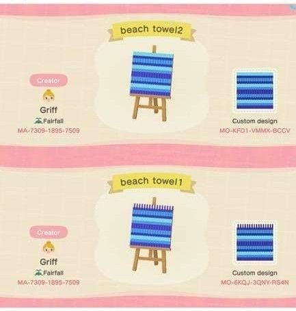 Acnh Beach Towel Code, Acnh Beach, Jungle Island, Acnh Paths, Bathing Suit Designs, Acnh Codes, Acnh Ideas, Animal Crossing Game, Qr Codes