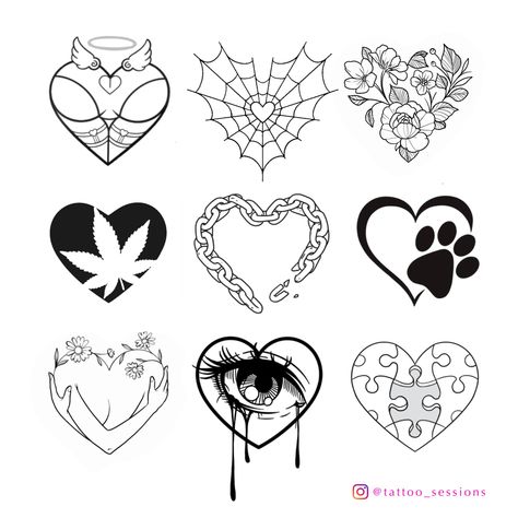 Heart Tattoo Stencil, Simple Unique Tattoos, Unique Tattoo Ideas, Flash Tattoo Designs, Simple Tattoo Designs, Flash Design, Tattoo Stencil Outline, Unique Tattoo Designs, Tattoo Design Book