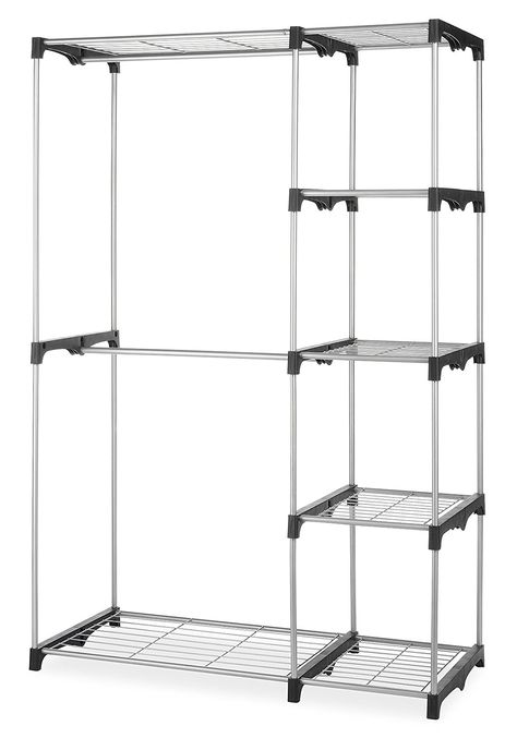 The shelves, bins, hangers and more you need to keep your clothes chaos-free. Double Rod Closet, Stand Alone Closet, Organizing Supplies, Standing Closet, Double Closet, Free Standing Closet, Bedroom Organization Storage, Portable Closet, Closet Organizing Systems