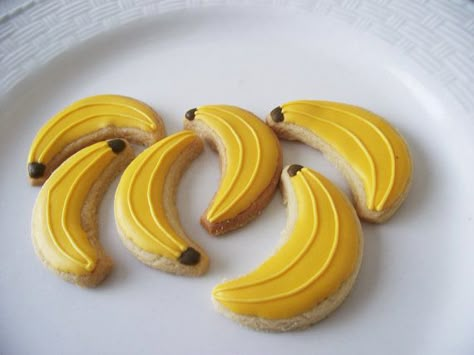 Banana sugar cookies 3 dozen by FunSugarCookie on Etsy Curious George Cakes, Banana Party, Bunch Of Bananas, Curious George Birthday Party, Monkey Birthday Parties, Curious George Party, Monogram Cookies, Curious George Birthday, Fruit Cookies