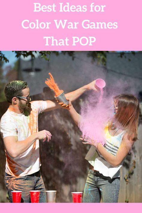 Youth Group Party Ideas, Color Wars Birthday Party, Color Powder Games, Color Wars Party Ideas, Color Wars Party, Capture The Flag Birthday Party, Color Powder Party, Outdoor Competition Games For Adults, Camp Games For Teens